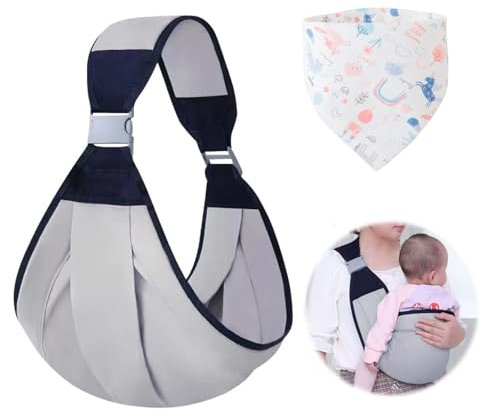 Porte Bébé, Écharpe de Portage, Porte Bébé Hanche, Porte-Bébé Enveloppant, Portable Echarpe de Portage Bebe, Respirant et Confortable, pour Bebe de 0 à 36 Mois, pour Jusqu'à 20 kg-Gris