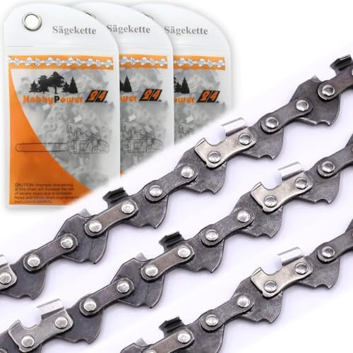 HobbyPower24 3 chaînes de rechange pour tronçonneuse PGHSA 12 B2 C2 C3, semi-ciseau, pas 0,3, épaisseur maille 1,1 mm, 28 TG, compatible avec Parkside