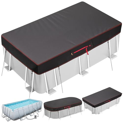 Bâche rectangulaire de 3,7 x 6,3 m pour piscine hors sol, couverture solaire pour piscines hors sol avec treuil et câble, couverture d'hiver idéale pour l'eau et la poussière
