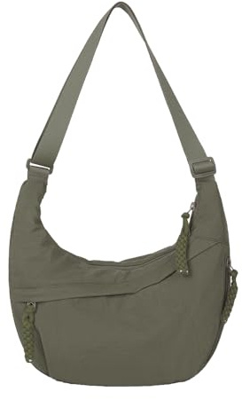 AndThere Halbmond-Tasche für Damen, Crossbody-Tasche, Nylon, Halbmond-Tasche, Halbmond-Umhängetasche, große Kapazität, Seitentasche, mehrere Taschen, wasserdichte Umhängetasche