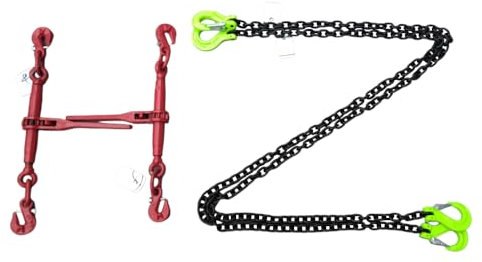 Set Angebot 2xZurrkette 2-teilig 6mm Länge 2m schwarz lackierte Kette mit Ratschenlastspanner Güteklasse 8