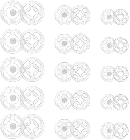 TIESOME 36 Paare Druckknöpfe zum Annähen, Kunststoff Druckknöpfe, Transparent Druckknopf, für DIY Kleidung, Handwerk, 7.5mm, 10mm, 12.5mm