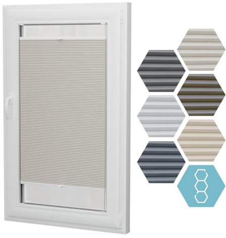 STELGE - Honeycomb Plissee mit Bohren I auf Maß gefertigt I Breite 30-129 cm I Höhe 50-230 cm I 6 Farben Honeycomb-Stoff (Höhe von 50 cm bis 149 cm)