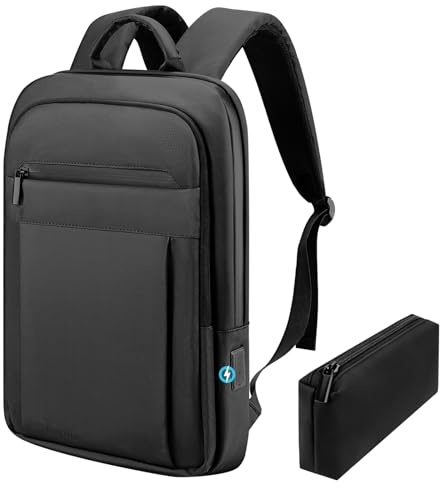 Lixiin Backpack for Men Women Lightweight Business Laptop Backpack for 15.6 Inch Computer Bag Slim Anti-Theft Backpack for Commuting Work Office College Travel with a Small Bag (Black, 15.6)