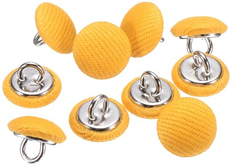 HARFINGTON 10pcs 18L 11.5mm 15/32 Fabric Cloth Covered Button,Yellow | Round Metal Shank Satin Sewing DIY Craft Buttons for Bridal Wedding Suits Dress Blouses Sweaters