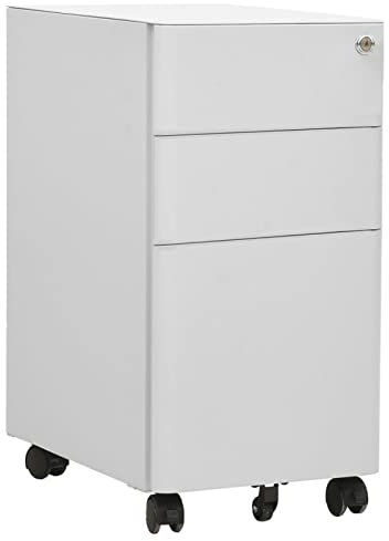 Xichuzi Aktenschrank mit Rollen, Stahlschrank, Aktenregal, Werkzeugschrank, Büroschrank, Lagerschrank, Ordnerschrank, Hellgrau 30x45x59 cm Stahl