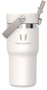 Sparrow Gourde Isotherme avec Paille 620ml –Tumbler Mug Isotherme Inox | Bouteille Isotherme Mug Gourde Inox de Voyage, Anti-Fuite sans BPA, Chaud & Froid, Lave-Vaisselle, Voiture, Porte-Gobelet