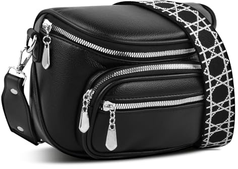 Mapille Bauchtasche Damen,UmhäNgetasche Damen Klein,Pu Leder Crossbody Bag Mit Verstellbar Abnehmbar Breiter Gurt Damen Tasche TäGliches Arbeiten, Einkaufen,Reisen(Schwarz)