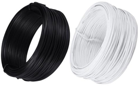 VANZACK 2rollen PVC-beschichteter Bindedraht Gartendraht Pflanzenbinder Flexibel Rostfrei Weiß Schwarz Je Ca Vielseitig Verwendbar Zum Pflanzenbinden Und Kranzherstellung