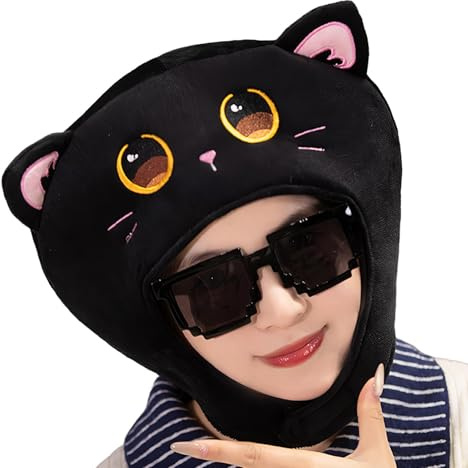Lnhgh Tiermützen für Erwachsene, Katzenohrenhut | Headgear Cat Plüsch mit Ohren | Rollenspiel-Kostüm, Neuheit Cosplay Zubehör, Warmes Plüschtier