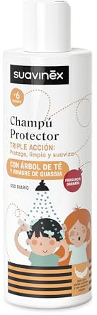 Suavinex, Champú Antipiojos, Champú Protector con Árbol del Té, Pantenol y Betaína, Protege, Limpia y Suaviza el Cabello, Testado, Apto Pieles Sensibles y Atópicas, Uso Diario, +6 Meses, 250 ml