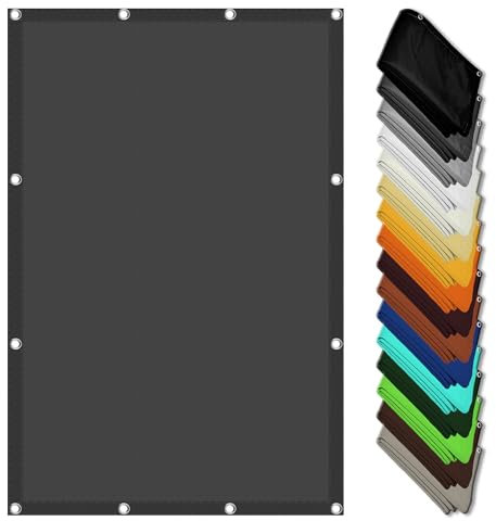 Sunscreen Awning Canopy 2.1 x 2.2 m 98% UV Block Sunscreen Garden Screen Privacy Fence with Grommets with Rope for Outdoor Patio Canopy, Dark Grey