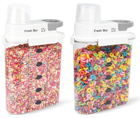 HQEUZ 2er Set Vorratsdose 2.5L Luftdicht Müslidose, Schüttdose Aufbewahrungsbox mit Messbecher für Lebensmittel wie Bohnen, Zucker, Reis, Nüsse, Snacks, Süßigkeiten oder Tierfutter (Gr. Grau)