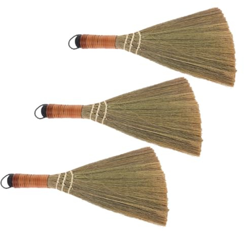 Mipcase 3 Pezzi Strumento Scopa Mini Scopa da Tavolo Scopa Artigianale Pennello da Tavola Scopa da Garage Scopa Manuale Scope per Spazzare Interni Scopa da Scopa Spazzatrice bambù