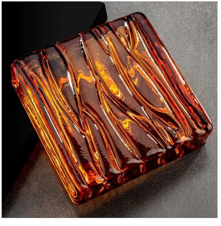 ZNQNDSR Glasbaustein Hochtransparente Farbige Glasbausteine ​​mit Eiskristallstruktur, Seitliche Glasbausteine ​​für Badezimmer- Und Schlafzimmertrennwände(Orange)