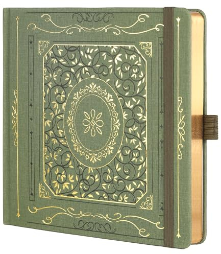 TIEFOSSI Dotted Journal Carnet de notes à pois pour homme et femme Couverture rigide en cuir PU Papier épais 160 g/m² 160 pages numérotées avec bordure dorée 20,4 x 20,4 cm
