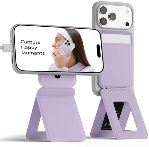 MOFT Portefeuille Magnétique Trépied pour Smartphone avec Porte-Cartes, Support Trépied Multifonction Magnétique Compatible NFC pour Voyage et Navette, Pivoine