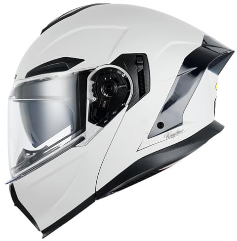 Casque de Moto intégral à Double visière Rabattable, homologué Dot/ECE, Doublure Amovible et Lavable, Ventilation Dynamique, pour Toutes Les Saisons Hommes et Femmes,Grey C-L(59~60cm)