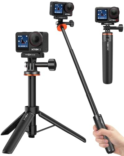 51cm Osmo Action Selfie Stick Stativ Set für DJI Action 5 Pro/4/3, Osmo 360, 2-in-1 Handgriff mit Magnetische Schnellverschluss-Adapter, Action Cam Reisen Vlog Ständer/Verlängerungsstab/Zubehör