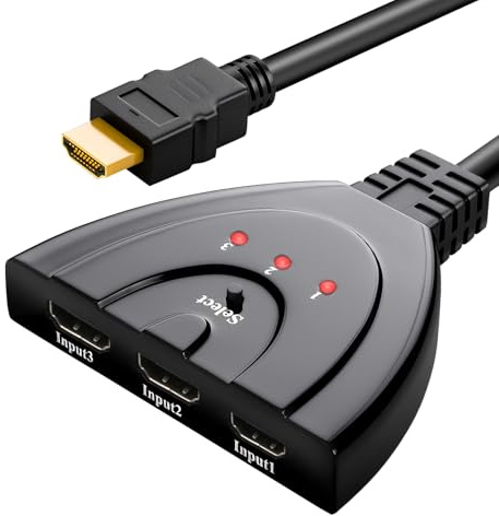 HDMI Splitter HDMI Switch 4K 3in1 Out UHD HDR Automatische Stabil und Glatt Verteiler Signal UnterstüTzt 4K @30Hz 3D für PS5 PS4 PS3 for Xbox HDTV DVD Laptop Blu-Ray for Fire TV Stick Spielkonsole PC