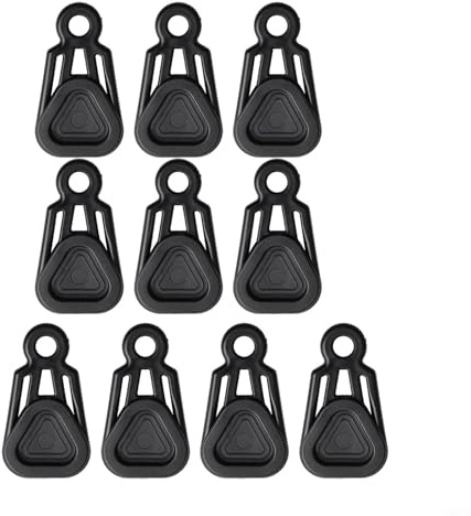 YJDOORPLAY 10pcs Camping Tarp Clips Clamps with Bungee Cord Hook Buckle for Tent, Awning, Tarpaulin, Canvas and Outdoor Cover Fastening (Black)