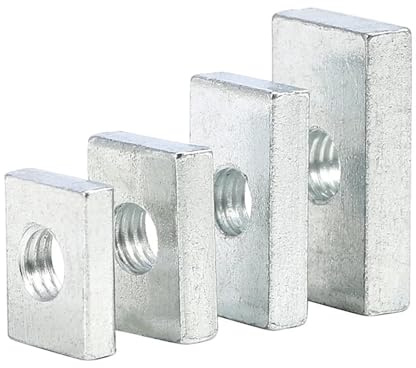 Tuerca cuadrada con rosca, tuercas cuadradas galvanizadas de acero al carbono M8 M10 en varios tamaños para deslizadores de perfil de aluminio (M8 x 13 x 24 x 5 (10 unidades)