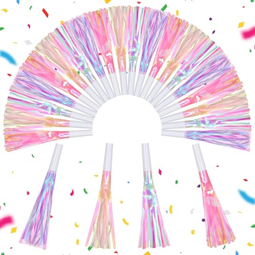 Shimmeroo 24Pcs Party Horns,Glitter Party Blowers for Adults,Birthday Blowers Colorful Blow Horn Partys Noise Makers for Celebrations,Weddings & Sporting Events