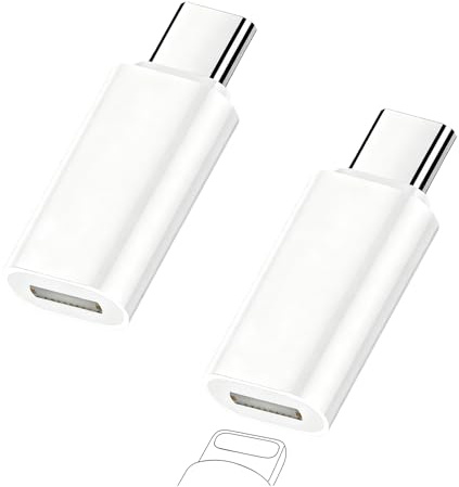 Wvxilyr 2 Pièces Adaptateur 8-Pin vers USB-C Compatibilité pour iPhone 17 Air 16 15 Pro Max Plus, iPad Pro/Air, Pas pour Audio/Clé USB/Écouteurs, Adaptateur USB-C vers 8-Pin, Blanc