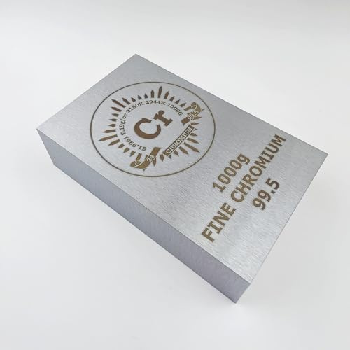 Edelmetall-Barren aus reinem Chrom, 99,5 % Reinheit, 1 kg Gewicht, lasergraviertes Periodensystem-Design, 94,6 mm × 58,5 mm × 25,4 mm Abmessungen