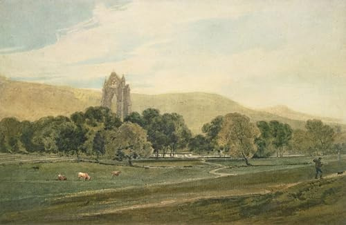 HRJUBWREE Oil Painting Prints on Canvas Painting Picture Guisborough Priory by Girtin Artwork Canvas Prints for Office Decor 60x90cm
