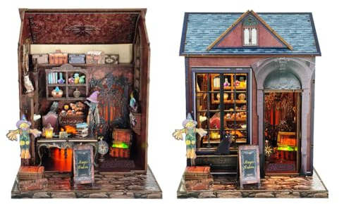 DIY Puppenhaus Miniatur Kit, Mini Magic Puppenhaus Möbel Zubehör und LED Lichter Puzzle Modell 1:24 Maßstab Kreativer Raum für Teen Erwachsene Geburtstagsgeschenk (Magic Cabin)