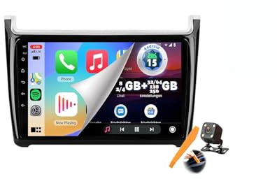 Autoradio Android 15.0 per POLO 2011-2018 Navigazione GPS satellitare 9'' Touchscreen Lettore video multimediale DVD Ricevitore FM BT con Carplay 4G 5G WiFi DSP SWC