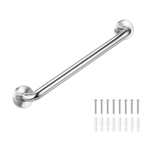 HooJtny Agarradera Baño para Mayores 50cm, Barra Baño Minusvalido de Acero Inoxidable, Barra de Apoyo Ducha y WC, Asa Seguridad Baño, Ø32mm, Antioxidante, con Kit de Montaje