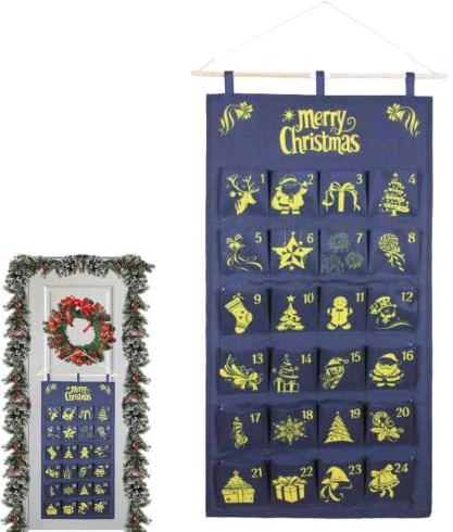 2025 Jul Fick Adventskalender | Fyllbar 2025 Väggdekoration | Kalender Av Tyg Är Upphängbar Och Har Fickor | För Godis Mellanmål Choklad Fest Klassrum Sovrum