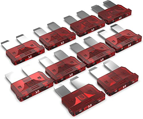 AUPROTEC Standard ATO Flachstecksicherung, 10A Ampere rot, 10 Stück | Einzelverbraucher-Absicherung, 32V/DC-Fahrzeug-Elektrik, ISO 8820-3