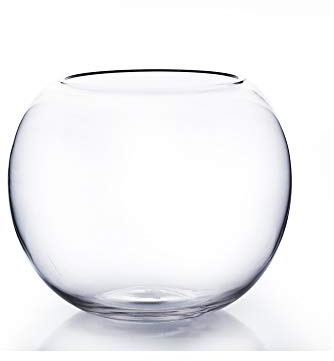 WGV - Jarrón de Cristal, diámetro 8 Pulgadas, Altura 6.5 Pulgadas, Ancho Abierto 4.75 Pulgadas, jarrón de Burbujas Transparente, Recipiente para Plantas, pecera para Bodas, Eventos, decoración de