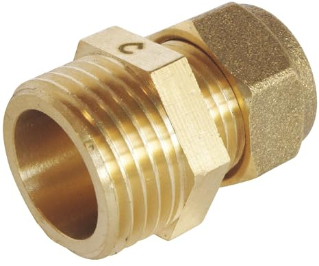 SOMATHERM FOR YOU, Raccord laiton bague laiton à compression - Tube cuivre Ø12 - Mâle 15/21 - Idéal pour plomberie et réseaux d'eau sanitaire ou de chauffage - Étanchéité filet ou joint | Raccordez facilement votre tube cuivre grâce à ce raccord à compression en laiton, durable et simple à raccorder.