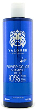Valquer Professional Shampoo Power Color gefärbtes Haar. Vegan und sulfatfrei (blau) Haarfarbe Enhancer - 400 ml