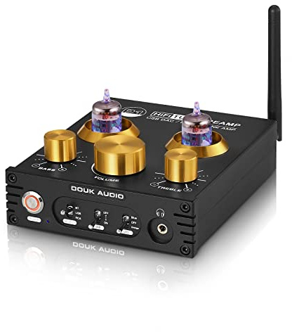 Douk Audio Bluetooth Tube Preamp: HiFi Stereo Preamplifier Receiver | Headphone Amp | USB DAC | Tone Control for Home Theater, Desktop Listening (P1)