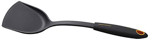Fackelmann 40373 Paletta Chef Multiuso in Nylon, 32 x 10 cm, Soft Collection, Ideale per Girare frittate, Hamburger, Pesce, Pan Cake, (Colore: Nero e Arancione), quantità: 1 Pezzo