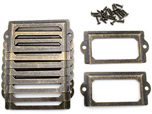 OZXNO Antiker Metall-Rahmen, 10 Stück, Vintage-Bronze-Etikettenhalter für Schublade, Aktenschränke, Regale (70 x 33 mm)