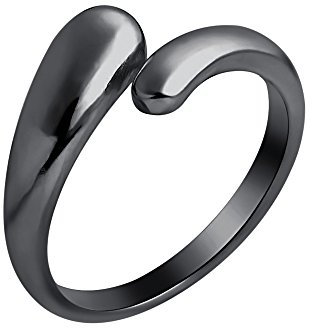 Marlogendo Damen Zehenring, verstellbar, poliert, 14 Karat schwarz vergoldet, 925 Sterlingsilber, Midi-Ring