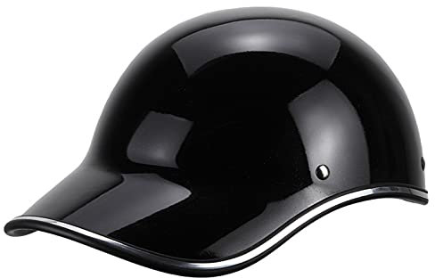 Halboffener Motorradhelm Halbschalen Motorrad Jet Helm Fashion Baseball Herren und Damen Half Face Moped Scooter Fahrradhelme ECE Approved (55-62cm),Bright black