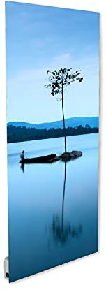 ILO - Radiatore elettrico radiante da parete, 500 W, 28 mesi, design unico, extra piatto in vetro temperato, IP44, orientamento verticale, programmabile, ecologico, Made in France, alberi riflettenti