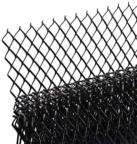 AggAuto Alerón de malla para rejilla de coche, 119 x 40,6 cm, rejilla de ventilación de aleación de aluminio, entrada de aire, agujero rómbico de carreras, 10 x 20 mm, color negro