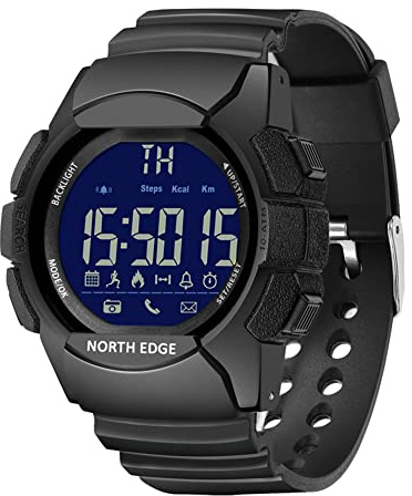 Military Digital Watch Electronic Bluetooth Smart Watches 100M Waterproof Sports Wristwatch Pedometer Stopwatch Calories Alarm Clock Call/Message Reminder