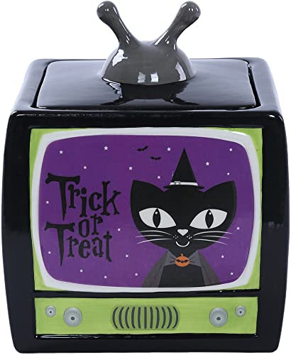 Stephanie Imports Trick or Treat - Tarro de cerámica para galletas con temática de Halloween y otoño