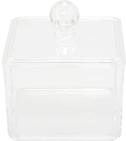 Hagsnec Dispenser di bastoncini di ovatta trasparente in ovatta per bastoncini di ovatta per cosmetici, contenitore con coperchio