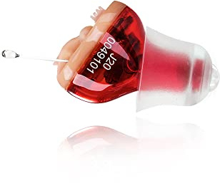 Hearing Amplifier Aid, In Ear Hearing Aids, Battery Operated Sound Amplifier, Single Hearing Aid for Seniors, Invisible Sound Enhancer Red(Right Ear)