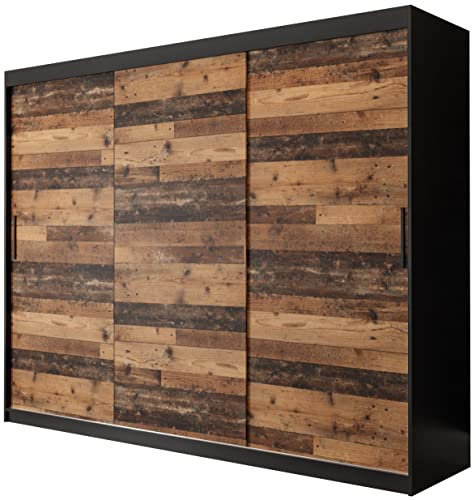 KRYSPOL Schiebetürenschrank Old Style T 250 cm Kleiderschrank Einlegeboden Schlafzimmer- Wohnzimmerschrank Schiebetüren Modern Design (Schubladen: 0)